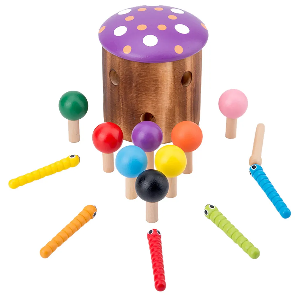3D Забавный образовательный деревянный, детский Магнитный ловушка для насекомых червь игра-головоломка младенческий интеллект обучающие игрушки для детей, подарки# g4 - Цвет: A