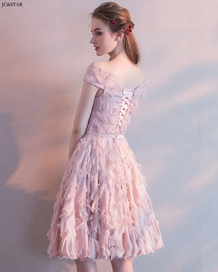Vestido de madrinha para casamento Новое Сексуальное розовое платье подружки невесты с v-образным вырезом, коротким рукавом и открытыми плечами Короткое свадебное платье dr