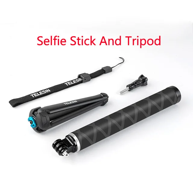 Selfie Stick tripod TELESIN монопод 0,9 м палка для селфи из углеродного волокна с алюминиевым штативом для GoPro Hero 5 6 7 8 для крепления камеры DJI Xiaomi YI - Цвет: Selfie Stick tripod