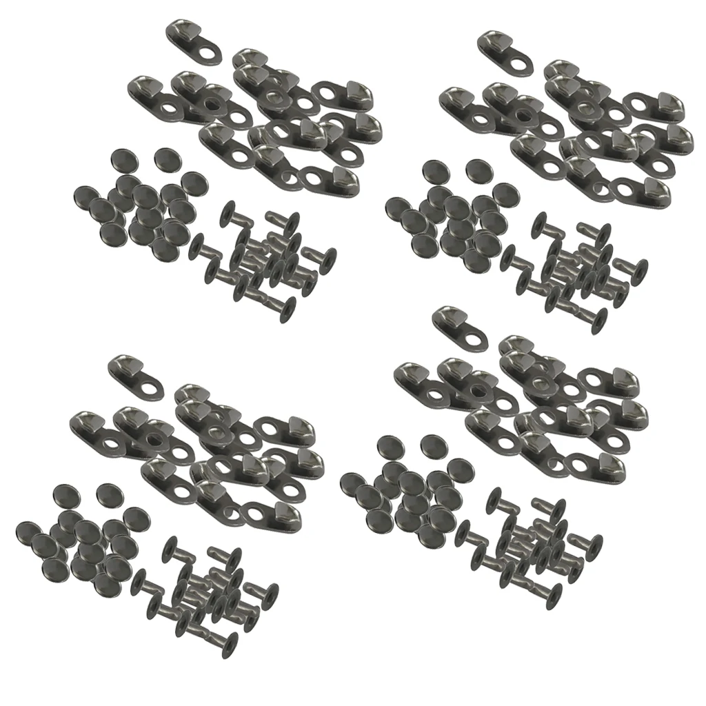 80 Sets Alloy Boot Lace Hooks Lace Fittings with Rivets Shoes Repair Kit Camp Hike Climb Supplies Black