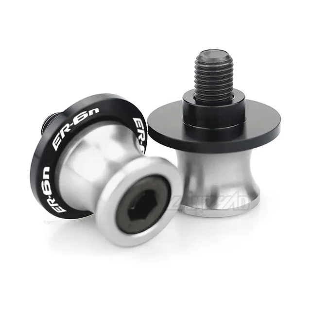 ER-6N Motorcycle Swingarm Spools Rear Stand Screws Sliders CNC Aluminum Accessories for Kawasaki ER6N 2006 - 2013 2014 2015 2016 Silver