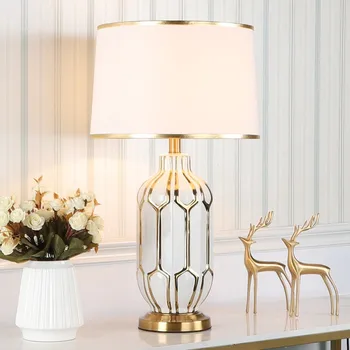 

Light Luxury Post-Modern Simple Golden Ceramic Table Lamp European-Style Bedside Living Room Bedroom Light Model Room Hotel