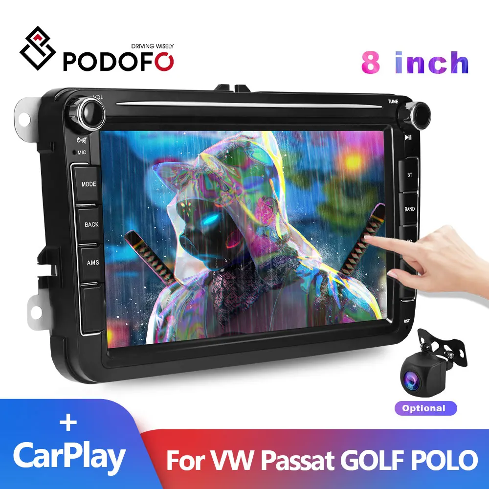 

Автомобильный мультимедийный плеер Podofo CarPlay, радио для Volkswagen VW Passat B6 B7 Tiguan Touran GOLF POLO Android anto, беспроводное радио