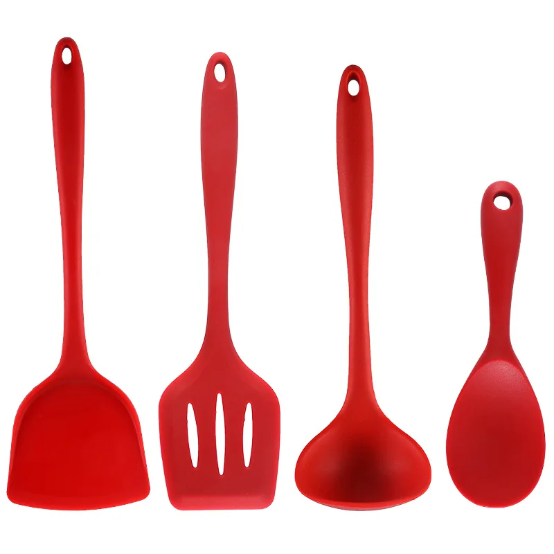 4pcs Silicone Kitchen Cooking Tools Silicone Utensils Set Spatula Soup Spoon Non-stick Shovel