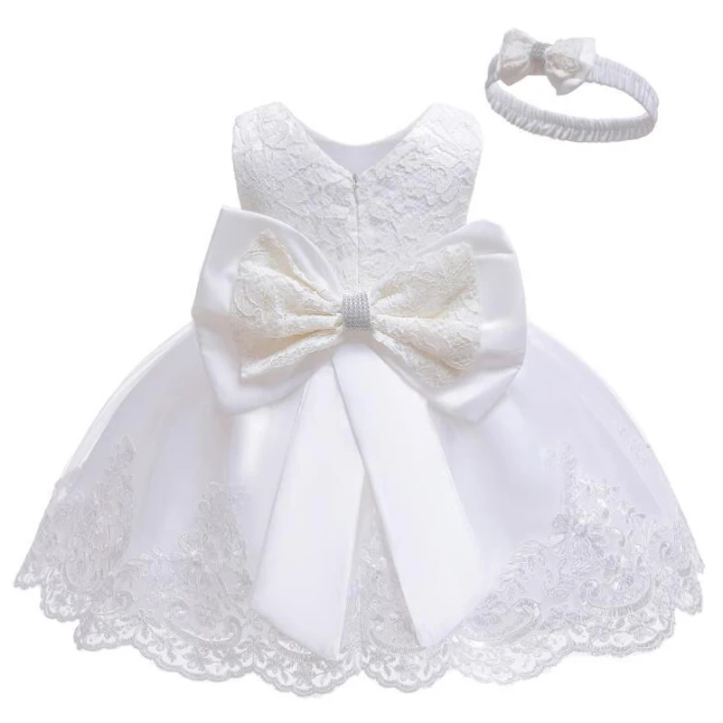 Новое Детское платье для крещения, 1 день рождения, кружевное свадебное платье принцессы, вечерние платья на крестины, детские рождественские платья, одежда - Цвет: White