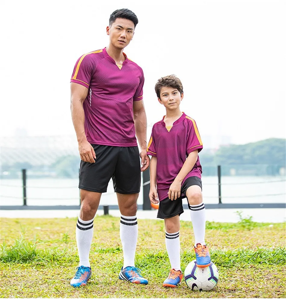Новое поступление, Футбольная форма на заказ, Мужской Детский спортивный костюм, спортивный комплект, футбольные майки и шорты, черный комплект с футболкой для футбола