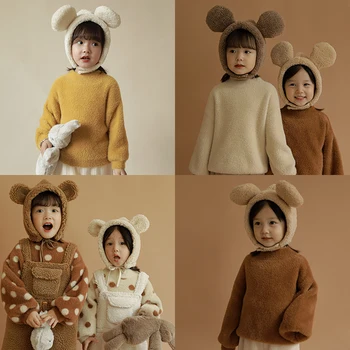 

2020 autumn winter new children jacquard weave mink villi soft sweater baby girls top