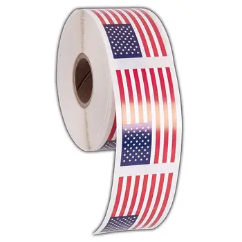 

1 x 2 In 250 Count American Flag Self Adhesive Sticker Roll