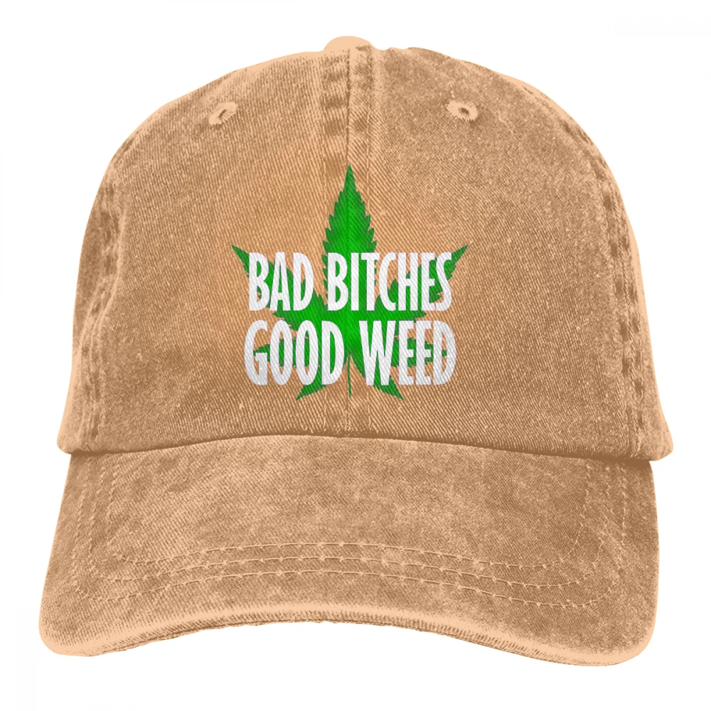 Bad bects хороший сорняков Casquette черный унисекс Мужские Женские джинсовые бейсболка с ремешком кепки Регулируемый Гольф папа шляпа - Цвет: Хаки