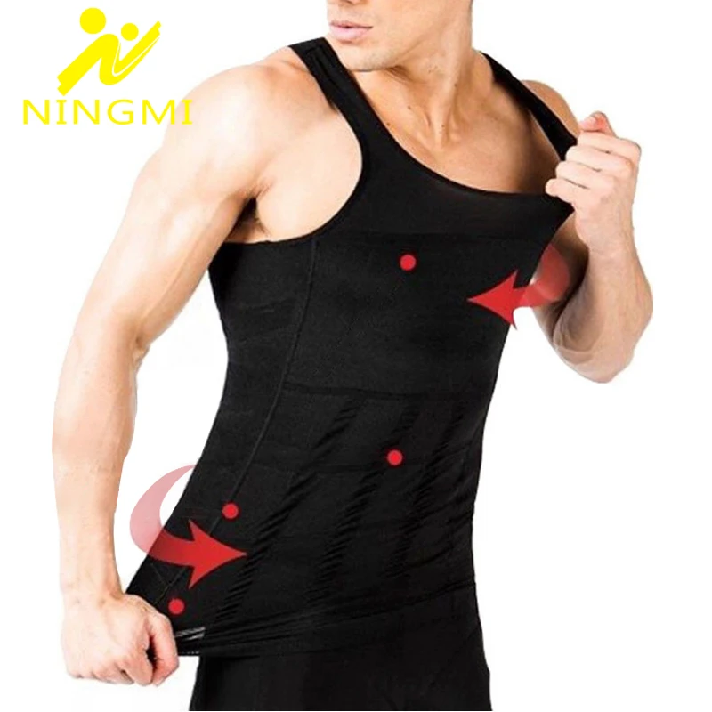 NINGMI Slimming Body Shaper Tummy Trimmer Hide Men Boobs Shapewear Underwear Corset Waist Trainer Muscle Chest Compression Shirt