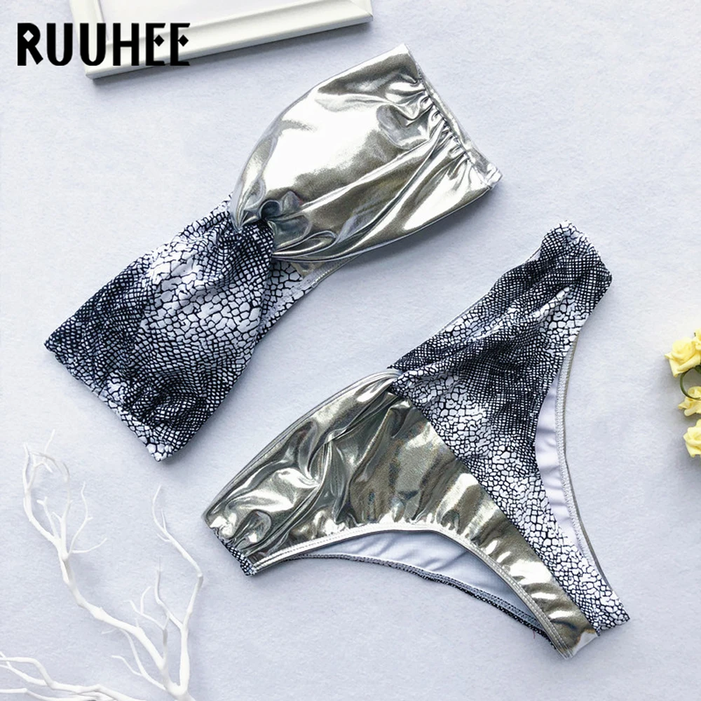 RUUHEE, сексуальный бандаж, бикини, купальник, Леопардовый, купальник для женщин, из кусков, бикини, набор,, хит, купальник, пуш-ап, женская пляжная одежда