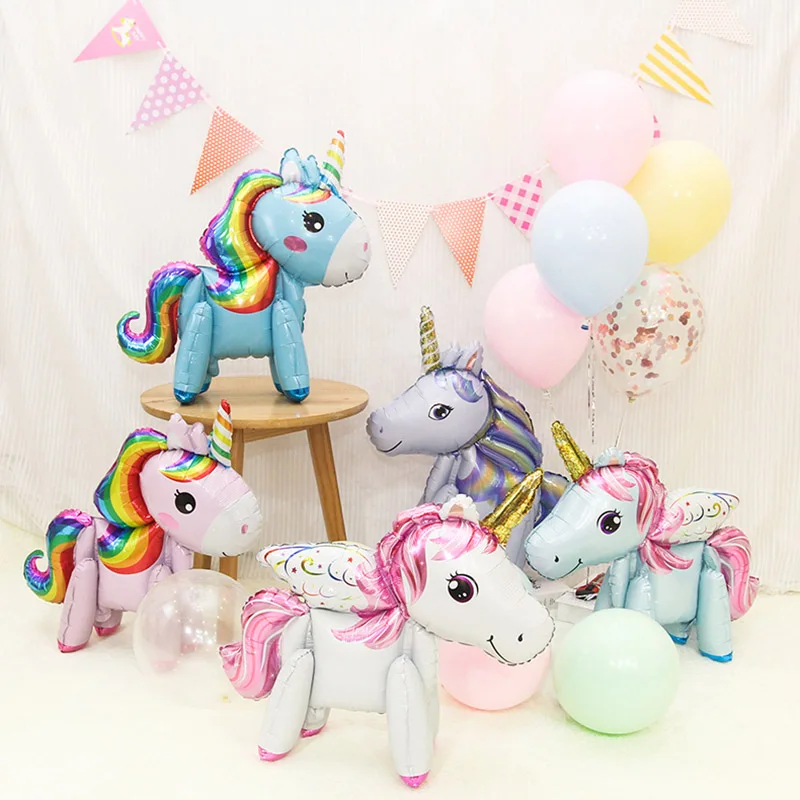 

3D unicorn balloon assembly cartoon balony unicorn birthday party decorations kids unicorn birthday decorations 57*53cm 1 pc