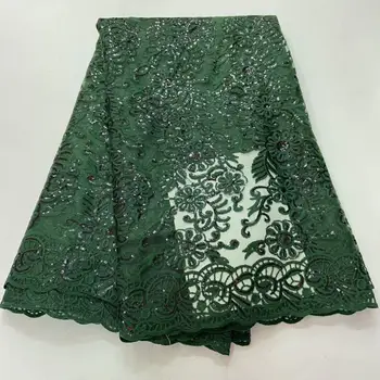 

Dark Green Embroidery Tulle Textile French Net Lace Fabric For Party Dress RFN125(5yards/lot)