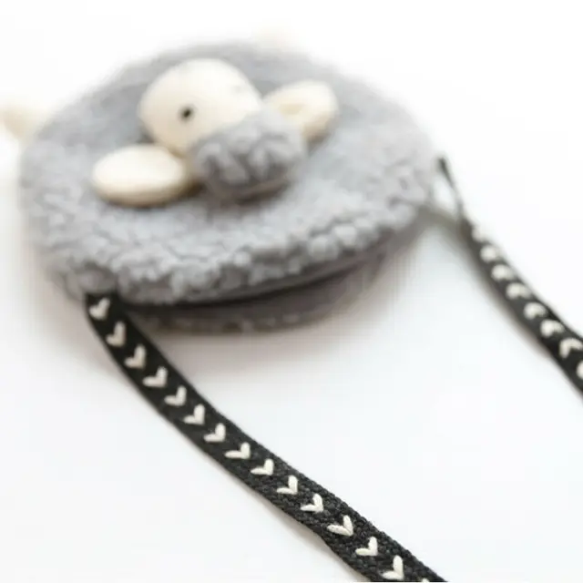 pudcoco Fluffy Cotton Sheep Fur Pompoms Head Bag Baby Girls Cartoon Sheep Sling Bag Fluffy Bunny Shoulder Women Plush backpack 6