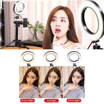 

LED Ring Light 3 Modes 5500K Dimmable Studio Camera Photo Phone Video Photographic Light Set With Tripods LED Ring Vlogging Lamp