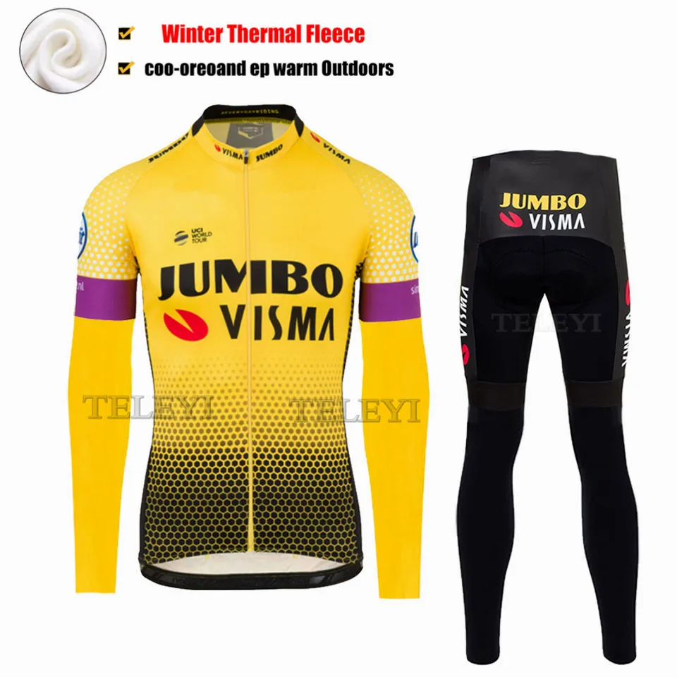 pro team jumbo visma зимняя флисовая велосипедная майка, Мужская теплая велосипедная ткань MTB Ropa Ciclismo, велосипедная Майо гелевая подкладка - Цвет: Белый