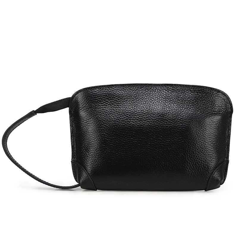 Black Wmnuo, модная мини сумка для рук, женские клатчи из натуральной коровьей кожи, дамская сумочка на молнии, сумка для телефона, Женский кошелек, браслет, известный - Цвет: Black