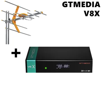 

GTMEDIA V8X Italy Brazil Satellite TV receiver 8000 TV CHANNL DVB-S2 Satellite receiver cccam cline AND TV antena Spain Portugal