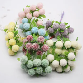 10PCS Fluffy Pearl Berry Bouquet Artificial Flower For Wedding Christmas Decoration DIY Wreath Scrapbook Craft Fake Flower