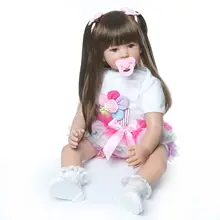 Poupée Reborn bébé 60cm, poupée princesse mignonne, cheveux longs, corps doux, haute qualité, cadeau de noël, AA50DT