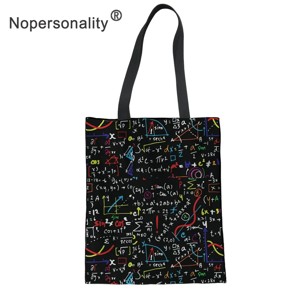 Nopersonality в виде математических формул и Doodle шаблон парусиновые сумки из натуральной кожи Для женщин сумка через плечо для девочек персонализированные женские сумки с верхней ручкой - Цвет: Z2473Z22