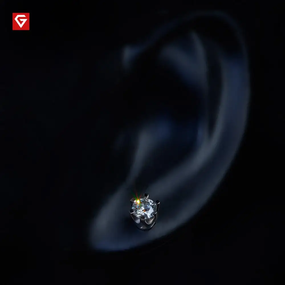 GIGAJEWE EF toвсего 1ct круглая огранка бриллиант тест Пройденный Муассанит 18 К покрытый белым золотом 925 серебряные серьги для женщин подарок подруге