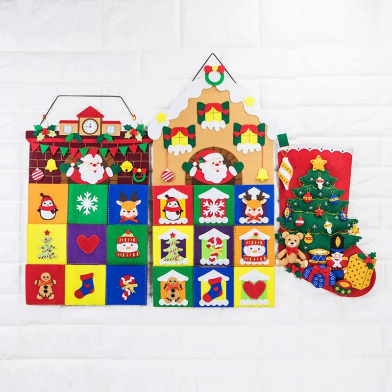 

Merry Christmas Stockings Hanging Gift Bags DIY Felt Decoration Accessories Non-Woven Handmade Fabric Material Kit dd