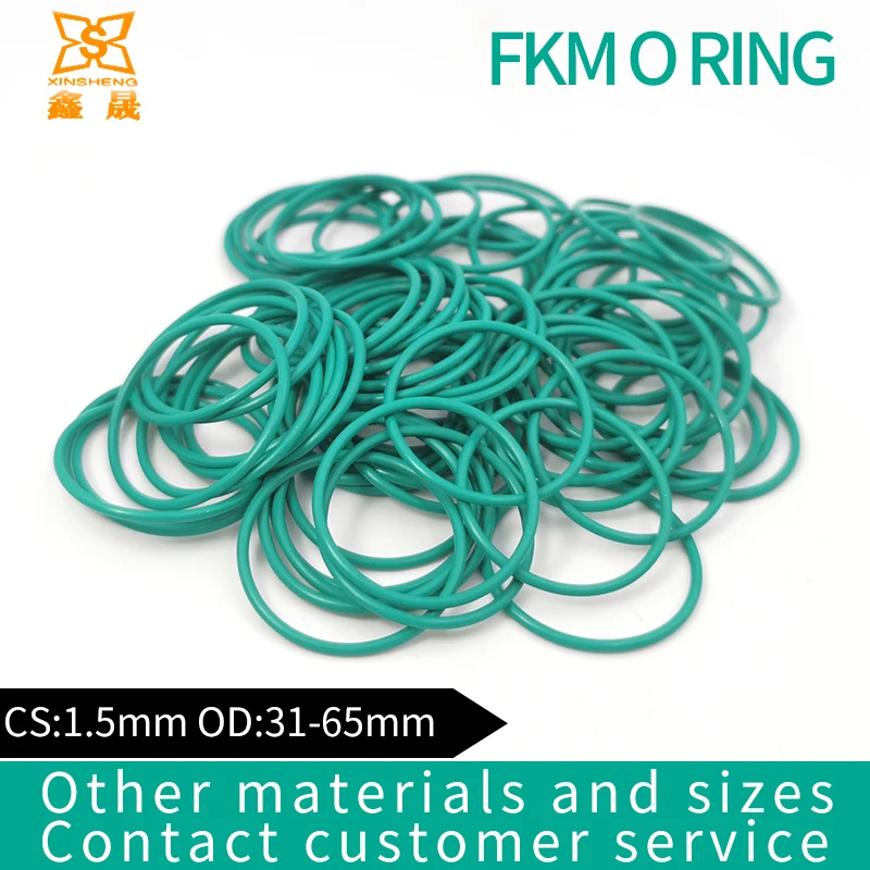Резиновое кольцо зеленые уплотнительные кольца FKM CS1.5mm OD36/37/38/39/40/42/43/45/48/50/55/60/65