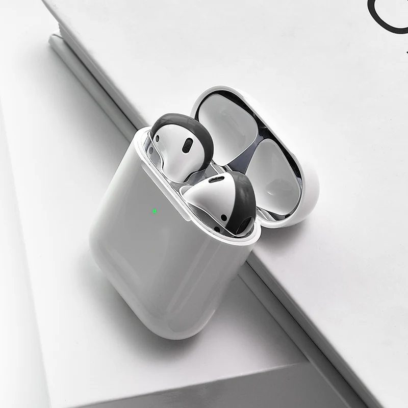 black 2 пары мягкий ультра тонкий Противоскользящий силиконовый чехол для Apple AirPods 1 2 Earpods модные 7 цветов наконечники для наушников - Цвет: black