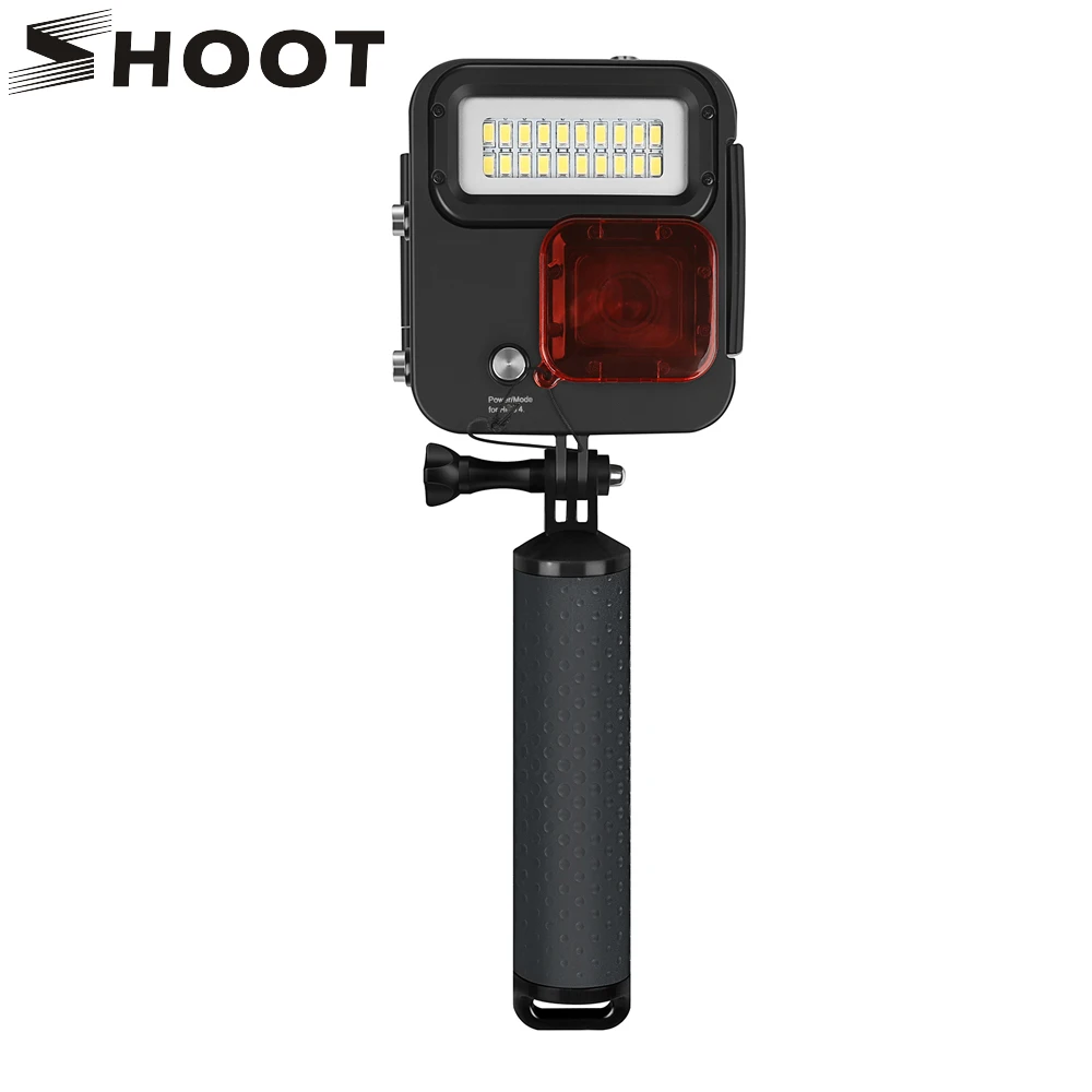 

SHOOT 1000LM LED Light 30M Underwater Waterproof Case Accessory for GoPro Hero 7 6 5 4 3+ Silver Black Action Cam Diving Surfing