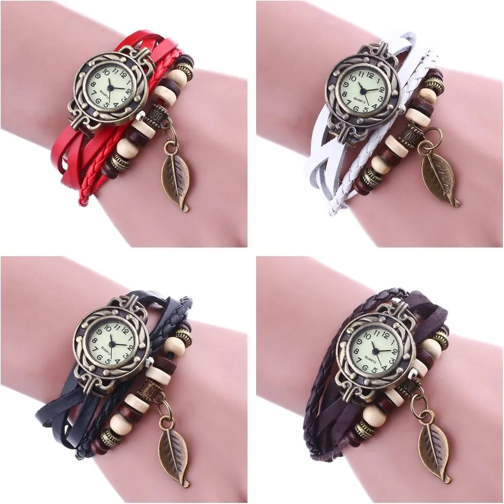 1 шт. часы браслет с листьями для девушек и женщин Relojes Mujer кварцевые наручные 2018