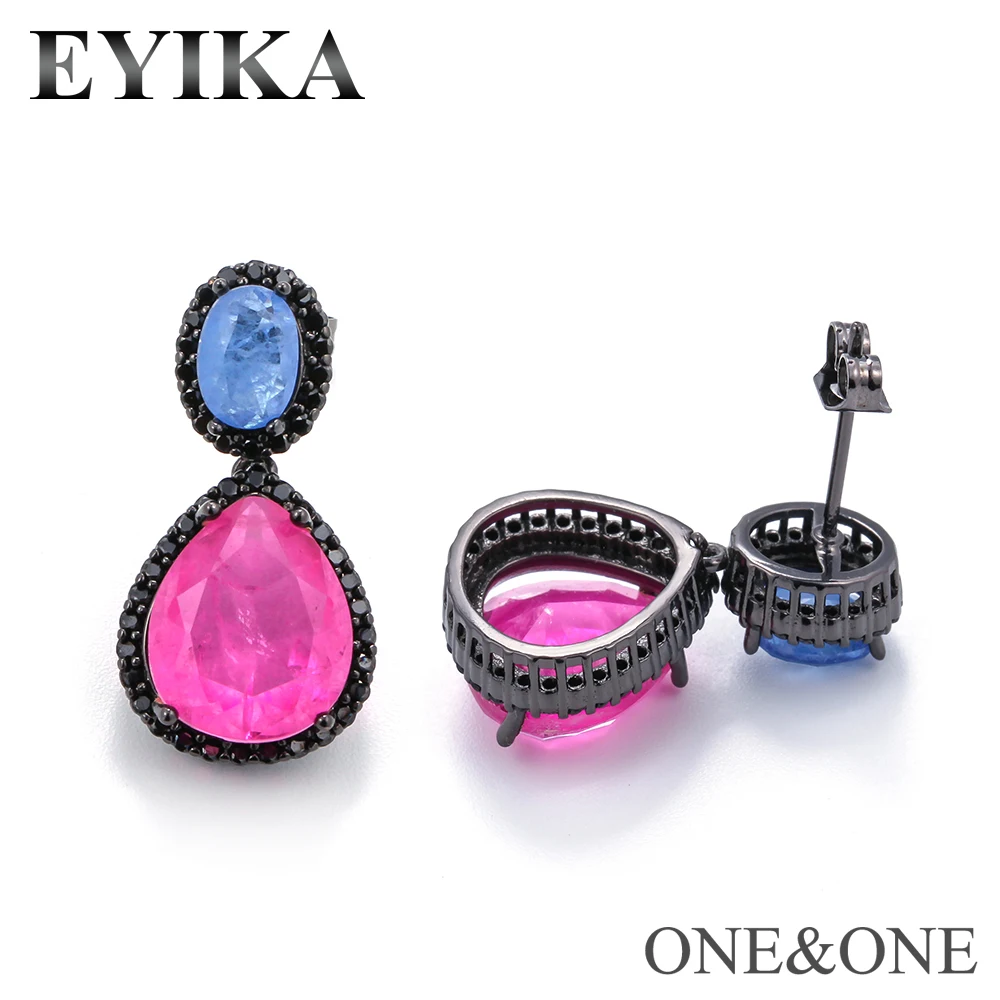 EYIKA, новинка, Серьги-гвоздики с кристаллами, 13x25 мм, женские модные ювелирные изделия, очаровательные Серьги, вечерние/Подарочные