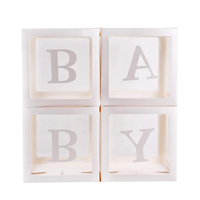 

4Pcs/Set DIY Transparent Balloon Box for Boy Girl Baby Shower Wedding Birthday Party Decoration(BABY)
