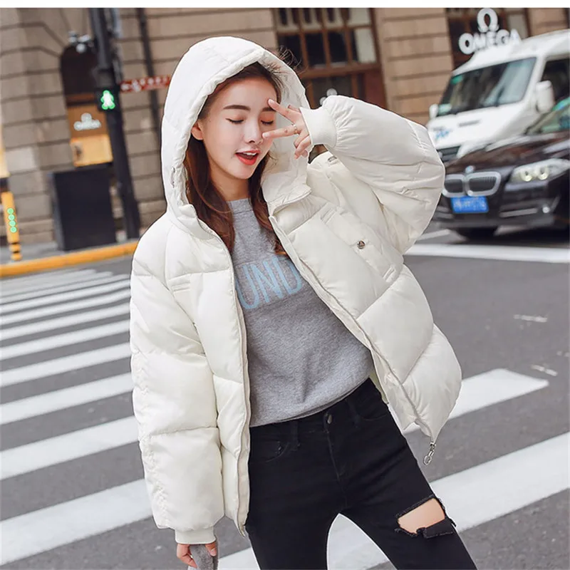 

Basic Hooded Outwear Loose Solid Plus Size Fashion Parka Jacket Winter Padded Coat Autumn Woman Female Women 2019 New Pocket