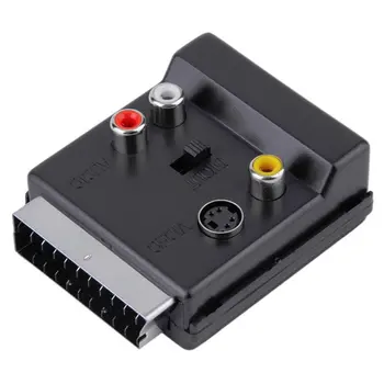

Scart Male to Female S-Video 3 RCA Audio Adapter Convector Connector Mini Portable Switchable SCART Adapter