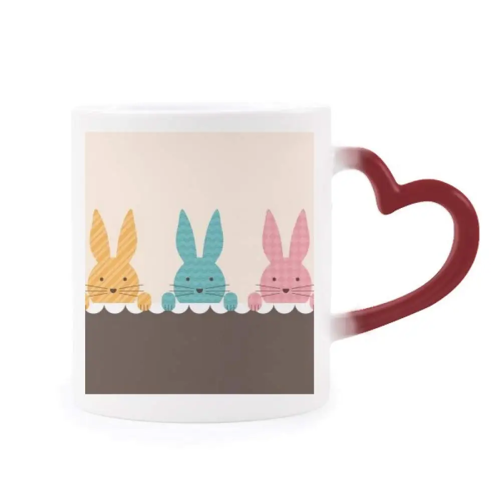 

Easter Religion Festival Cute Bunny Culture Morphing Mug Heat Sensitive Red Heart Cup