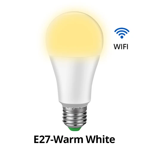 EeeToo светодиодный умный светильник, Wi-Fi светильник, Лампа 15 Вт, затемняемый E27 B22 E14, беспроводная умная лампа, работающая с Google Home Alexa, светодиодный ночник - Испускаемый цвет: E27 Warm White