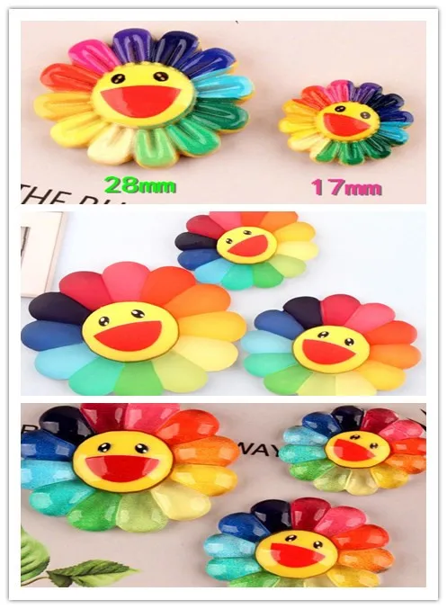 

Kawaii Flat Back Resin colorful sunflower Smiling face Resin Cabochons Scrapbook DIY Phone Craft Decoration Parts wholesale