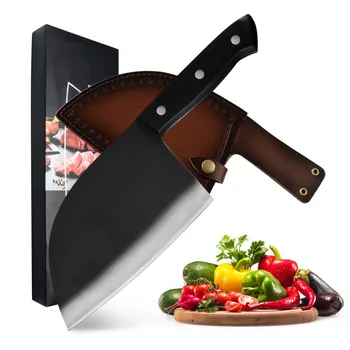 

SOWOLL Meat Cleaver 7cr17 Stainless Steel Butcher Chef Knife Razor Sharp Blade Full Tang Handle Camping Knife Serbian Chef Knife