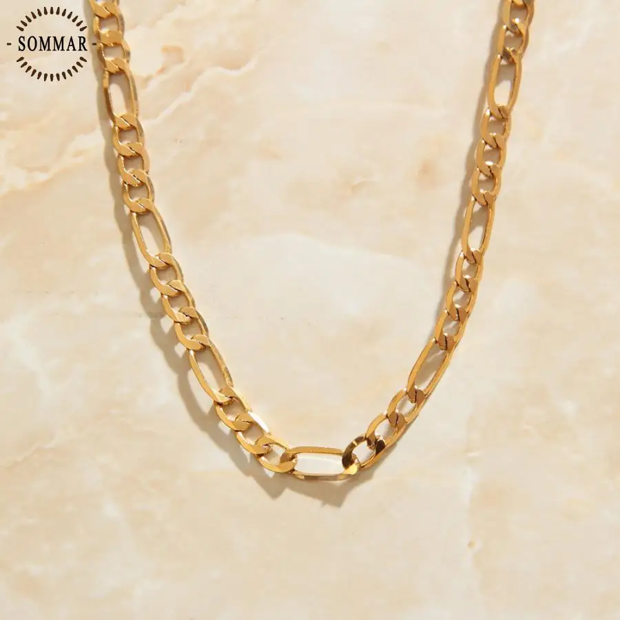 

SOMMAR new hit Gold Plated brass color Necklace on the neck The couple's Figaro multi-layer necklaces Jewelry European Style