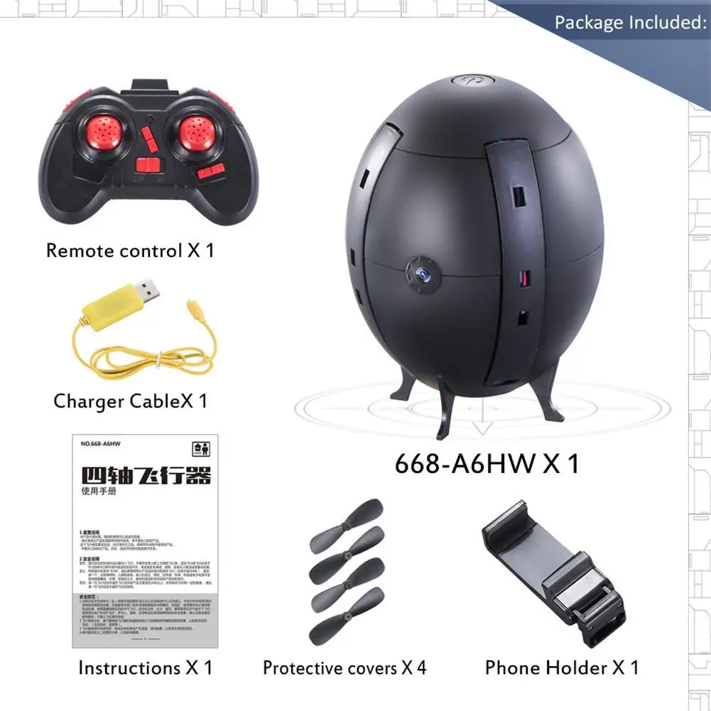 Remote Drone Flying Eggs Shape Folding WIFI RC Drone 300 Thousand/ 2 Million Shooting WIFI UAV Aerial Drone In Stock Promotion