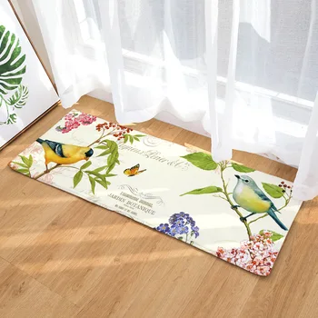 

Birds Flannel Long Carpets Hallway Foot Mat Home Decoration Carpets Non-slip Absorption Entrance Doormat Rugs For Living Room