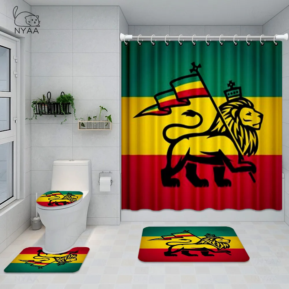 Rasta Flag Painted On Wooden Bathroom Set The Lion Of Judah Wall Art