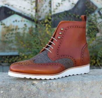 

Men's Shoes Fashionable Pu Leather Lace-up Boots Handmade Casual Formal Stylish Winter Chelsea Boots Zapatos De Hombre 4M924