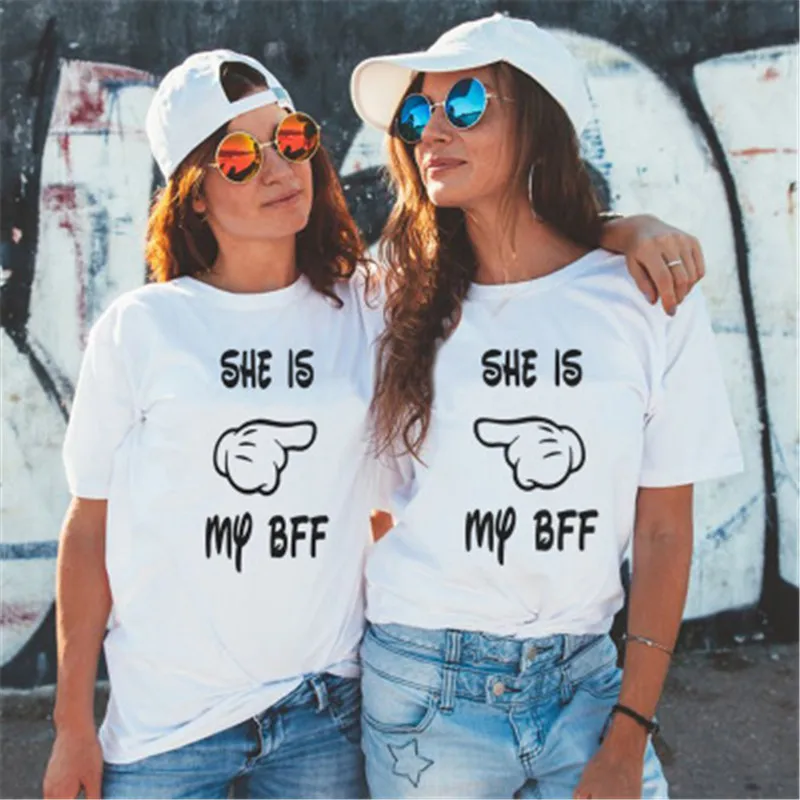 Женские футболки с надписью She Is My BFF топы в стиле Харадзюку для женщин уличная