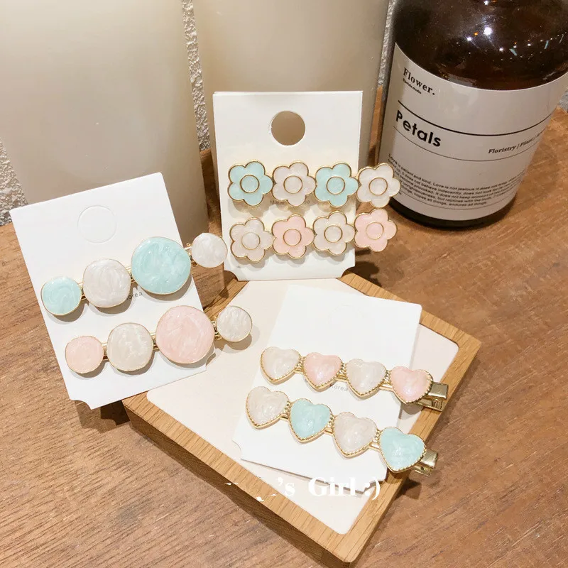 

1pcs Fashion Flower Heart Round Shape Metal Hair Clips for Women Hairpins Shiny Hairgrip Fashion Hair Accessories Gift