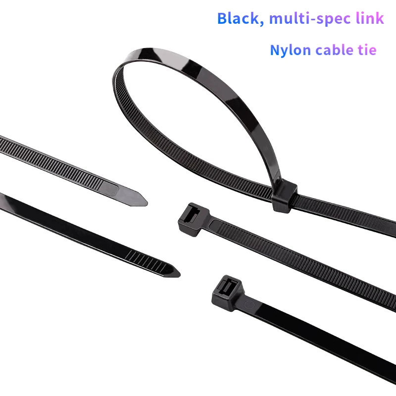 

Black nylon cable tie multi-spec link 100pcs/bag 3*100 4*200 5*250 winding fixed binding 5x400 anti-UV cable tie