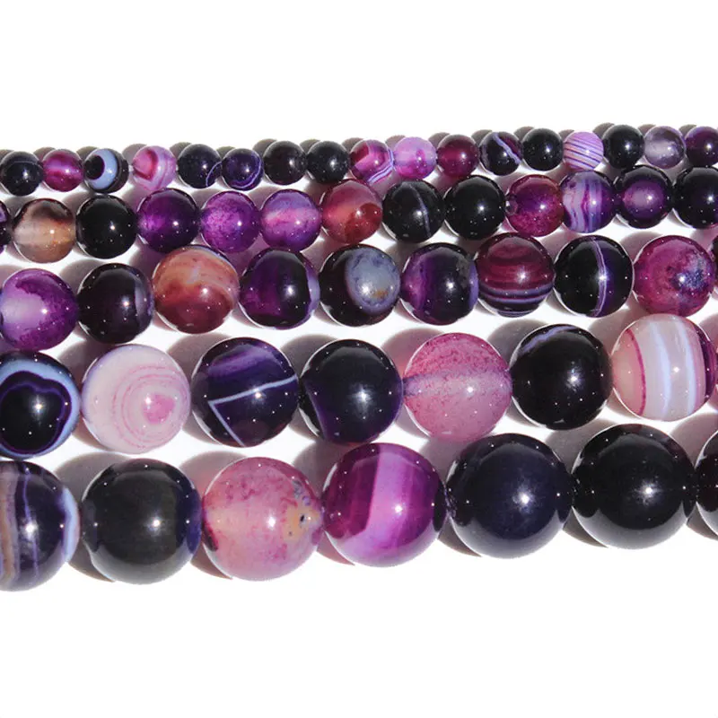 purple agate Лучшие натуральные Агаты аметистами тигровый глаз бусины из Лабрадорита каменные бусины для самостоятельного изготовления ювелирных изделий браслет Цепочки и ожерелья 4/6/8/10 мм - Цвет: purple agate