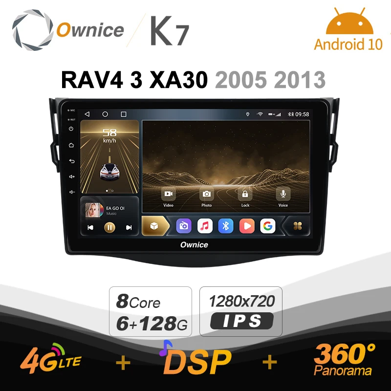 Автомагнитола Ownice K7 на Android 10 0 для Toyota RAV4 3 XA30 2005 2013 с GPS видеоплеером 6 ГБ + 128