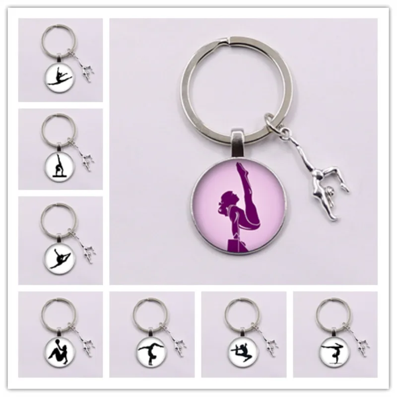 New Gymnast Keychain Artistic Patterned Glass Pendant Memorial Gift | Украшения и аксессуары